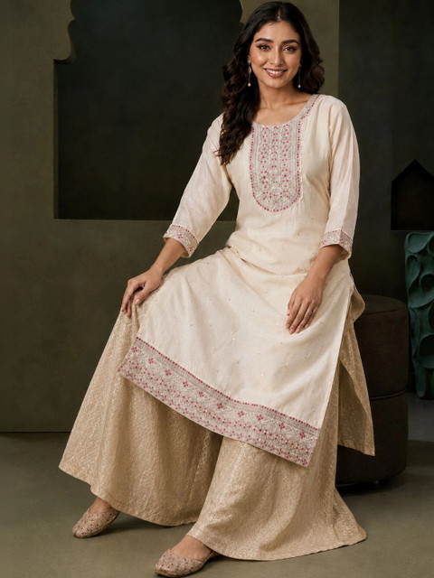 rarethread Women Embroidered Thread Work Kurta - Image 5