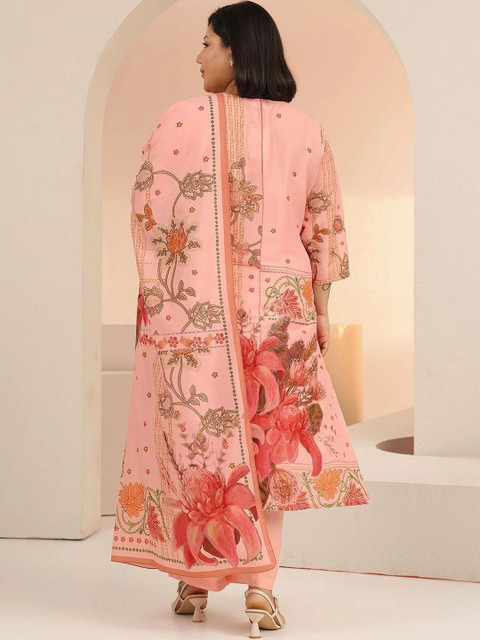 EXTRA LOVE BY LIBAS Women Floral Printed Regular Kurta with Trousers & With Dupatta - Image 5
