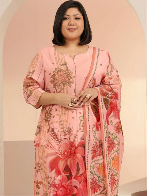 EXTRA LOVE BY LIBAS Women Floral Printed Regular Kurta with Trousers & With Dupatta - Image 3