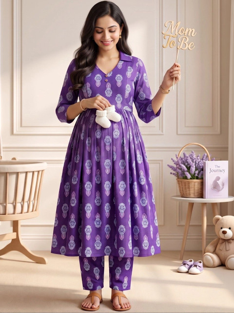 DUMMY SHAPE Women Ethnic Motifs Printed Empire Kurta with Trousers - Image 5