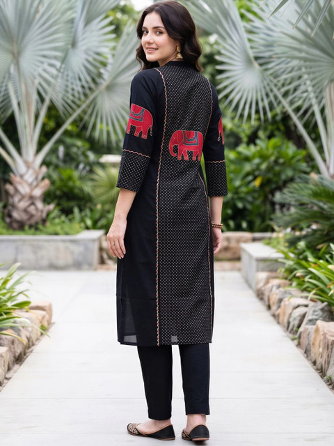 Indo Era Women Ethnic Motifs Printed Thread Work Kurta - Image 4