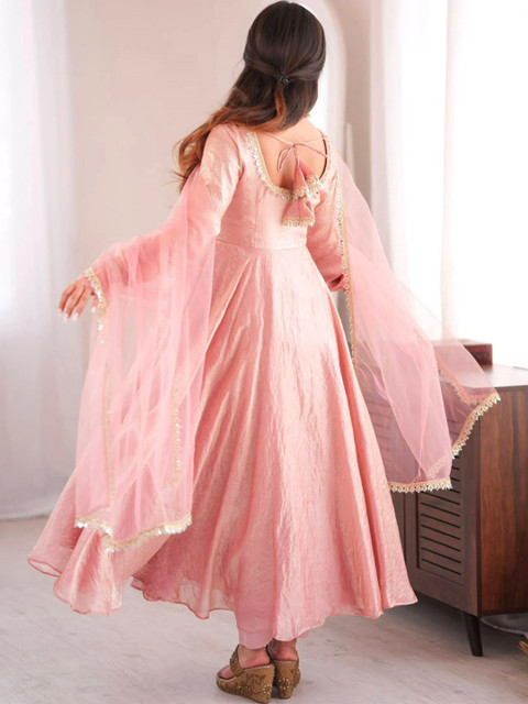 VastraBazaar Women Empire Pure Silk Kurta with Trousers & With Dupatta - Image 2