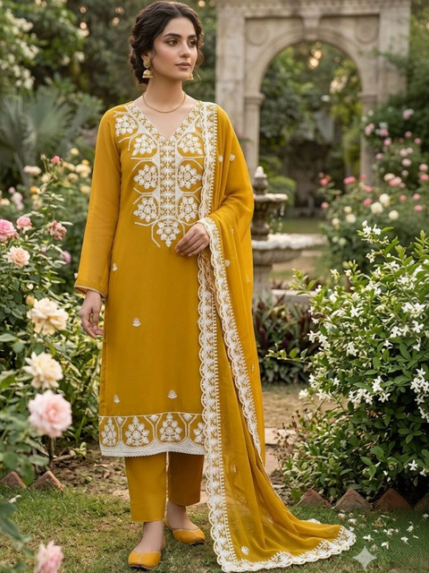 F 13 STUDIO Silk Georgette Unstitched Dress Material