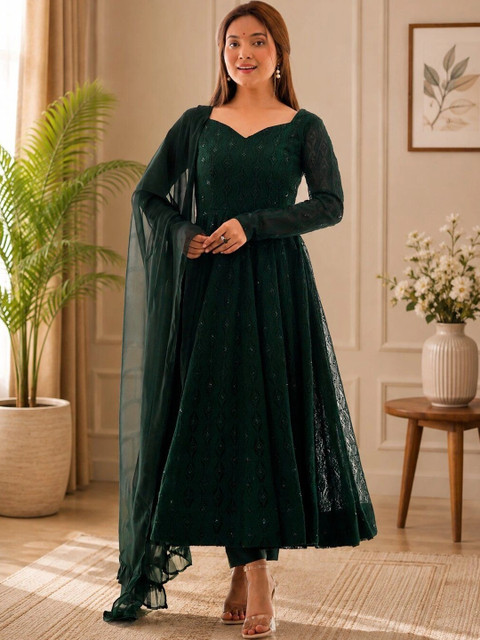 RangSetu Women Ethnic Motifs Regular Sequinned Kurta with Trousers & With Dupatta - Image 4