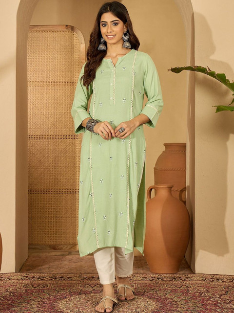Sangria Embroidered Straight Kurtas