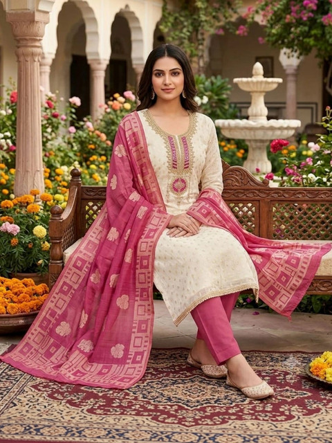 F 13 STUDIO Art Silk Unstitched Dress Material - Image 6