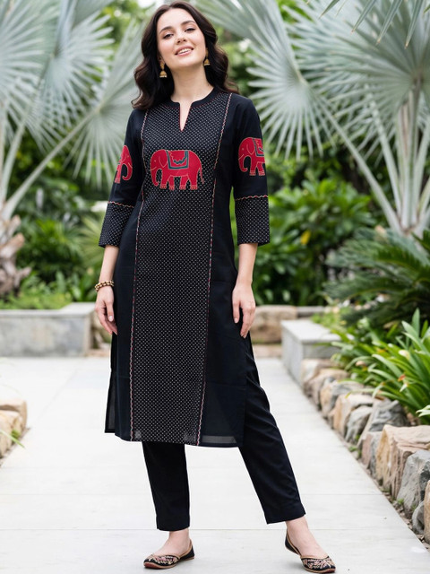 Indo Era Women Ethnic Motifs Printed Thread Work Kurta - Image 6