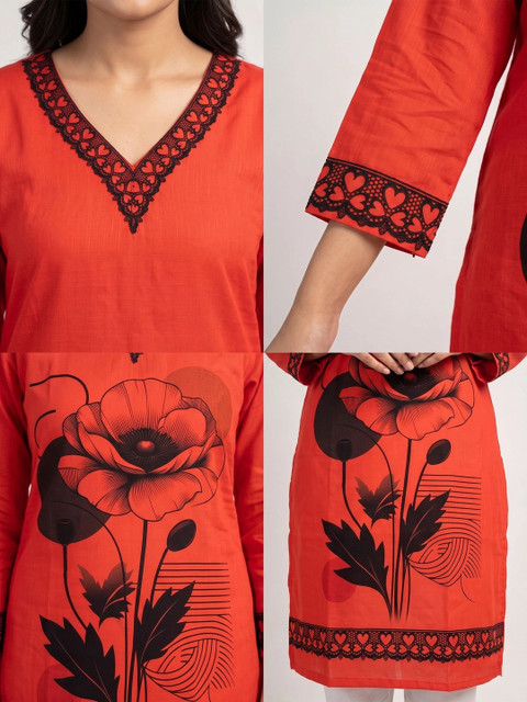 PARNAVI Women Floral Printed Floral Kurta - Image 4
