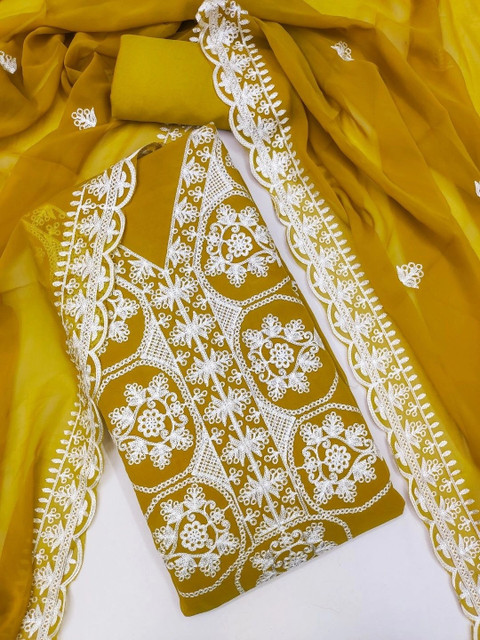 F 13 STUDIO Silk Georgette Unstitched Dress Material - Image 2