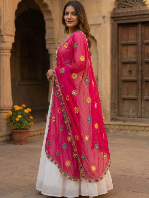TAMNNA DUPATTA HUB Ethnic Motifs Embroidered Dupatta with Mirror Work - Image 3