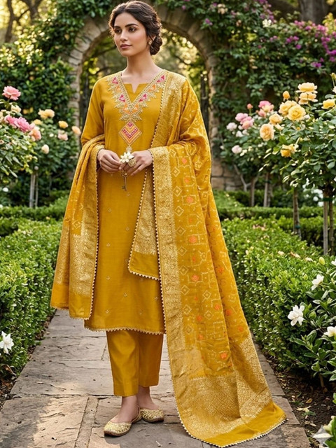 F 13 STUDIO Silk Georgette Unstitched Dress Material - Image 5
