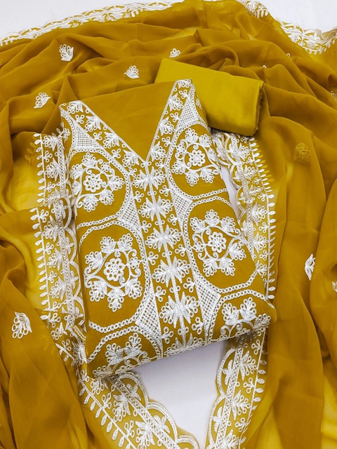 F 13 STUDIO Silk Georgette Unstitched Dress Material - Image 3
