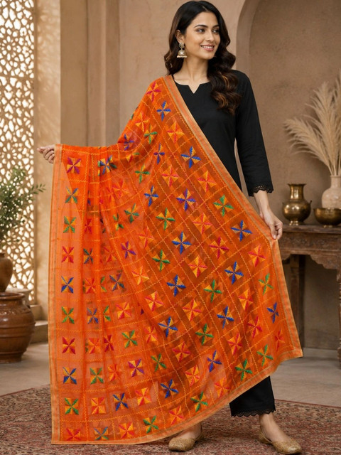 STUTI FASHION Ethnic Motifs Embroidered Dupatta with Thread Work