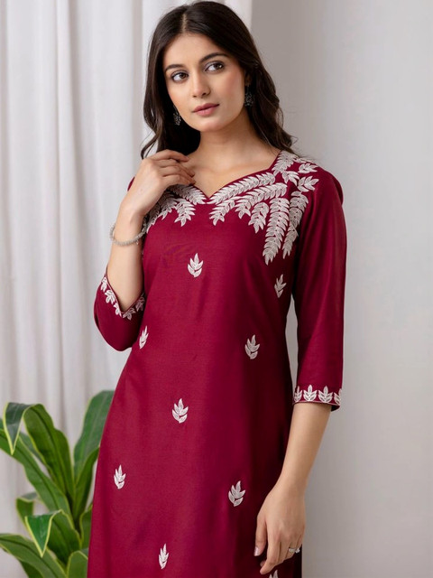 Sangria Women Embroidered Thread Work Kurta - Image 5