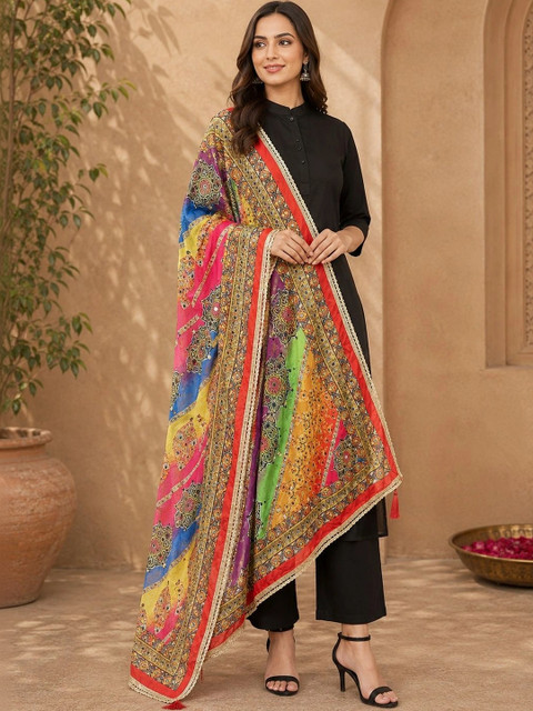 STUTI FASHION Ethnic Motifs Printed Dupatta with Mirror Work