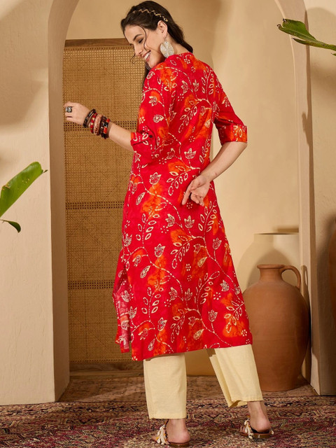 Sangria Women Floral Printed Indie Florals Kurta - Image 5