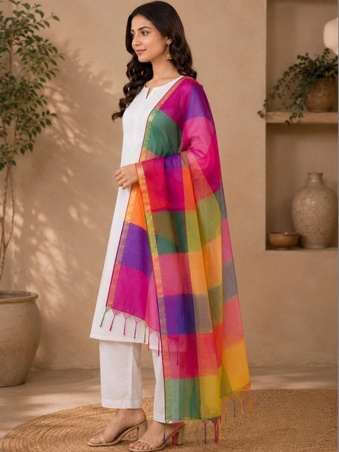 STUTI FASHION Colourblocked Art Silk Dupatta - Image 2