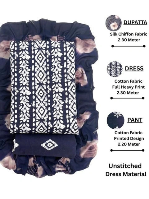Mitera Printed Pure Cotton Unstitched Dress Material - Image 6