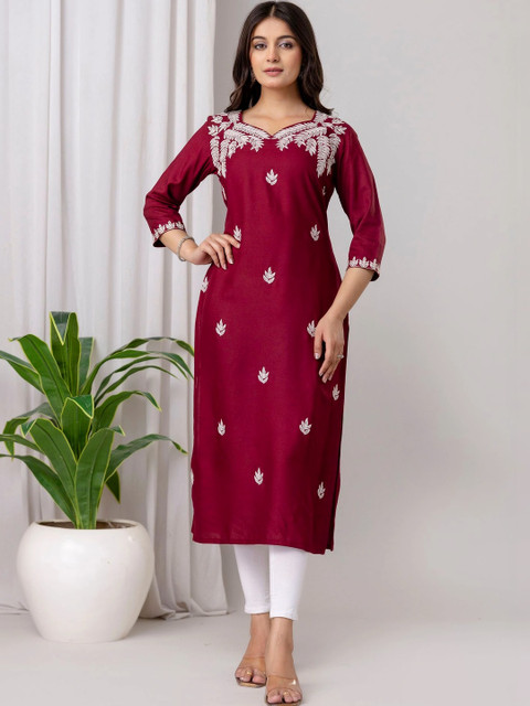 Sangria Women Embroidered Thread Work Kurta - Image 3