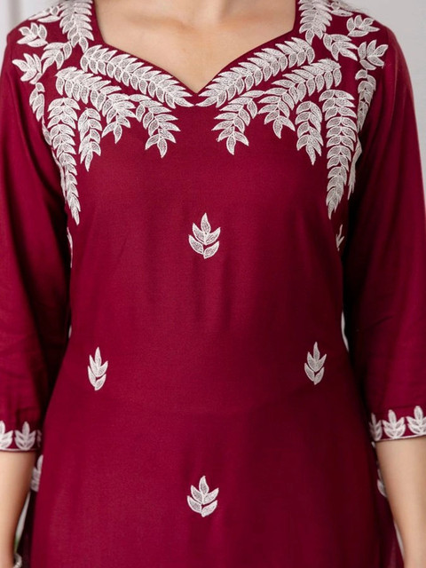 Sangria Women Embroidered Thread Work Kurta - Image 7