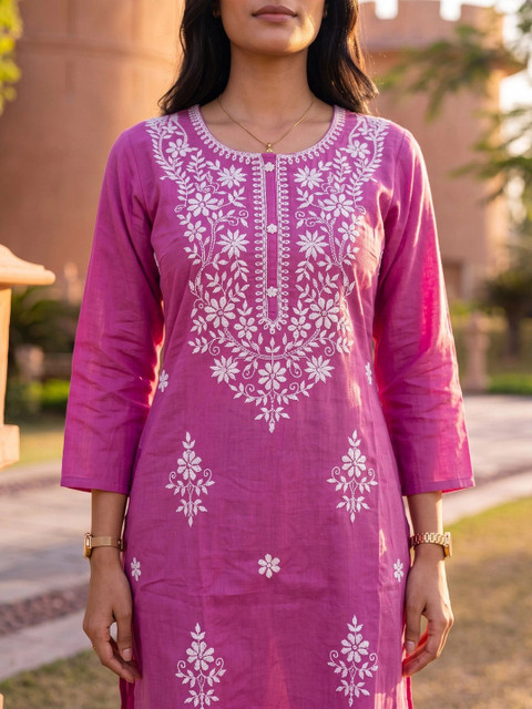 Rangita Women Floral Embroidered Thread Work Kurta - Image 4