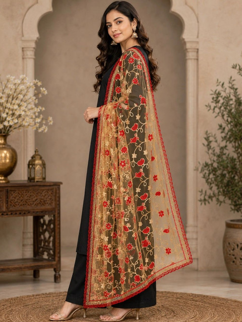 STUTI FASHION Embroidered Dupatta with Thread Work - Image 2