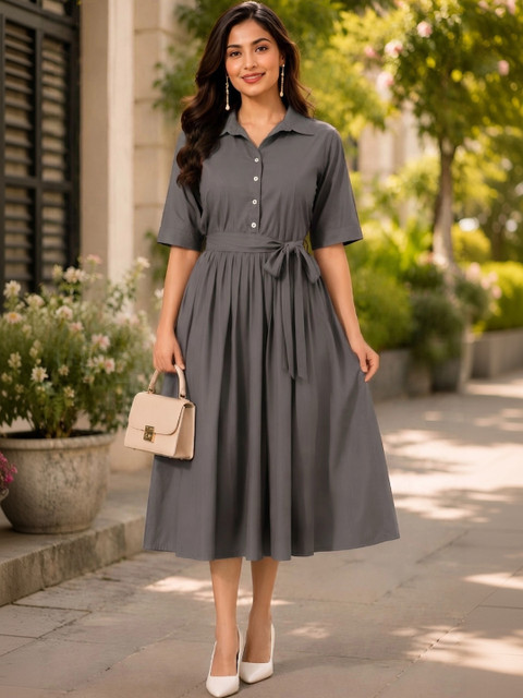 Oxinexx Chiffon A-Line Midi Dress