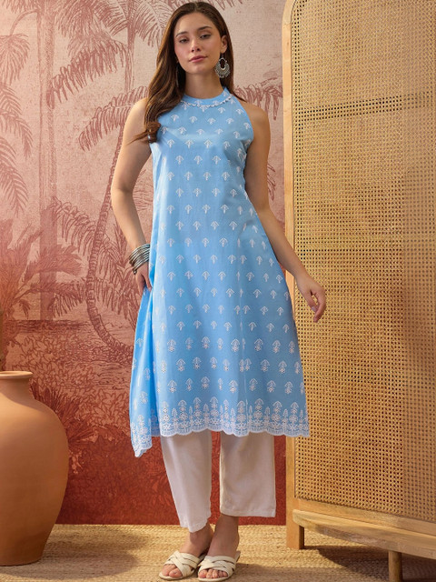 Sangria Women Ethnic Motifs Embroidered Thread Work Kurta