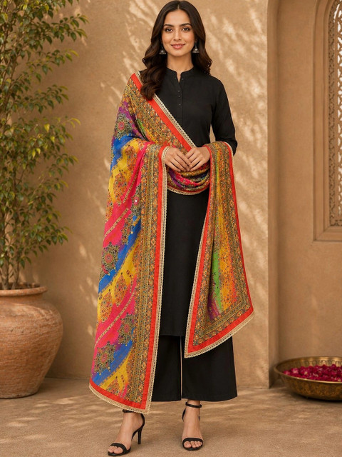 STUTI FASHION Ethnic Motifs Printed Dupatta with Mirror Work - Image 2