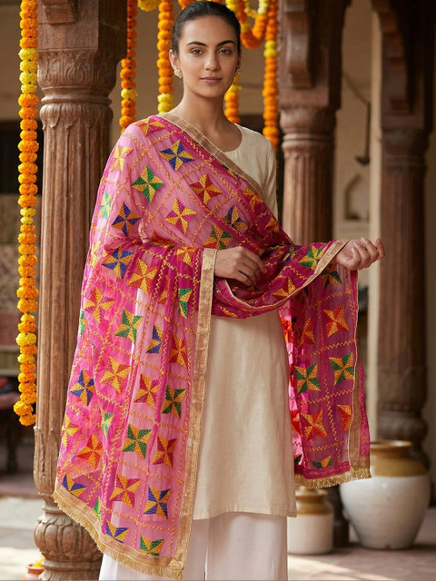 STUTI FASHION Ethnic Motifs Embroidered Dupatta with Thread Work