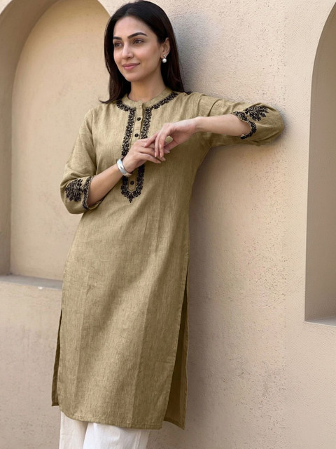 Anouk Women Ethnic Motifs Embroidered Thread Work Kurta
