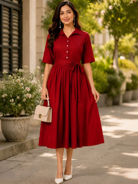 Oxinexx Chiffon A-Line Midi Dress