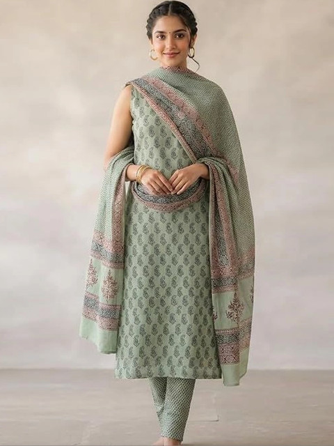 DEEPTI BOUTIQUE Printed Pure Cotton Unstitched Dress Material - Image 5