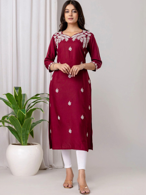 Sangria Women Embroidered Thread Work Kurta - Image 2