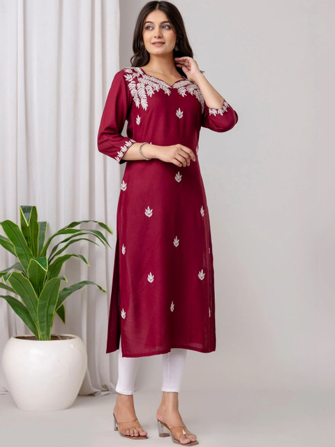 Sangria Women Embroidered Thread Work Kurta