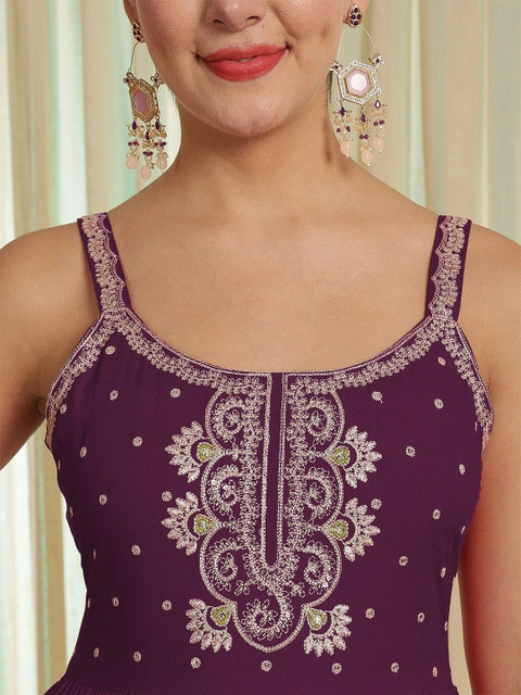 Sangria Women Ethnic Motifs Embroidered Thread Work Anarkali Kurta - Image 7
