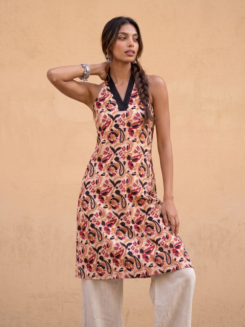 fusion by glitchez Ethnic Motifs Printed Straight Kurta