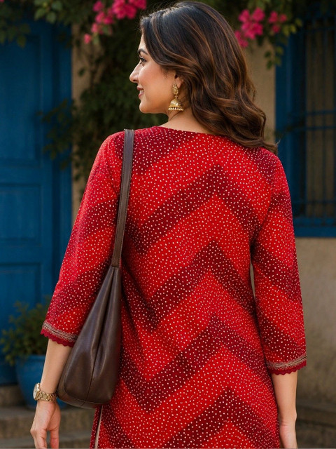 KALINI Women Bandhani Printed Thread Work Kurta - Image 6