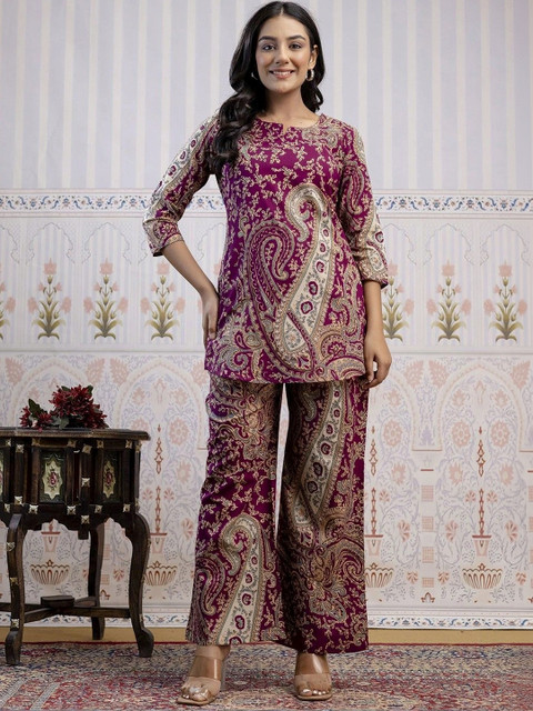 LIAPARO Bohemian Printed Tunic with Palazzos