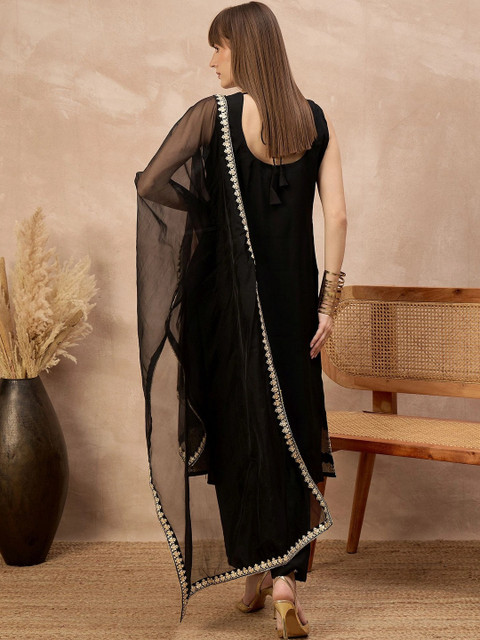 all about you Women Ethnic Motifs Embroidered Regular Kurta with Trousers & With Dupatta - Image 2