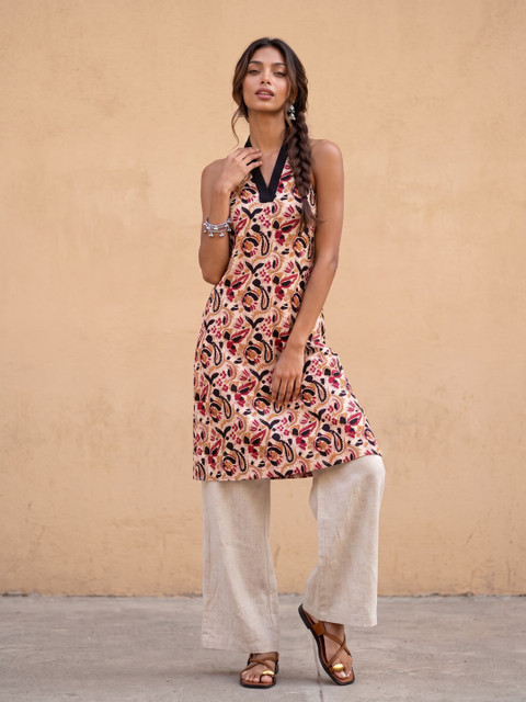 fusion by glitchez Ethnic Motifs Printed Straight Kurta - Image 3