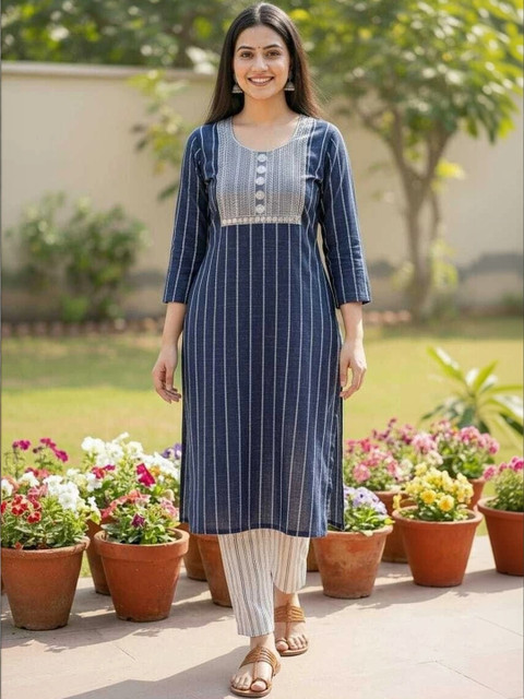 Sypher Boutique Women Striped Dobby Handloom Kurta - Image 5