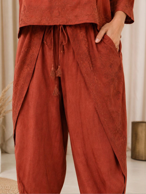 IKSHARA Cotton Embroidered Tunic with Palazzos - Image 7