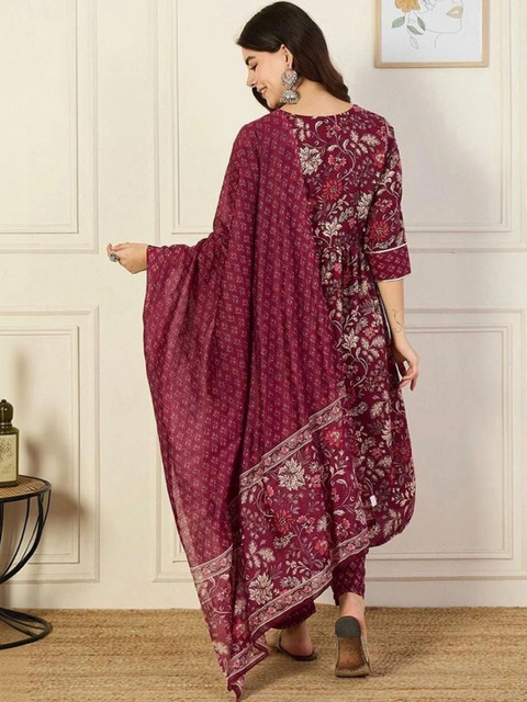 Chhipa Prints Women Floral Printed Empire Kurta with Trousers & With Dupatta - Image 2