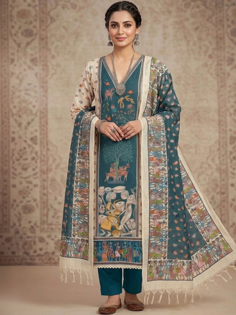 WaCraz Printed Pure Cotton Semi-Stitched Dress Material