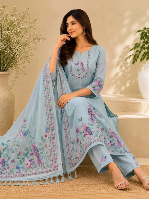 WaCraz Printed Linen Semi-Stitched Dress Material - Image 2