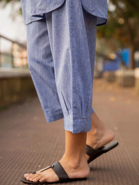 shoecom Cotton Solid Tunic with Trousers - Image 3