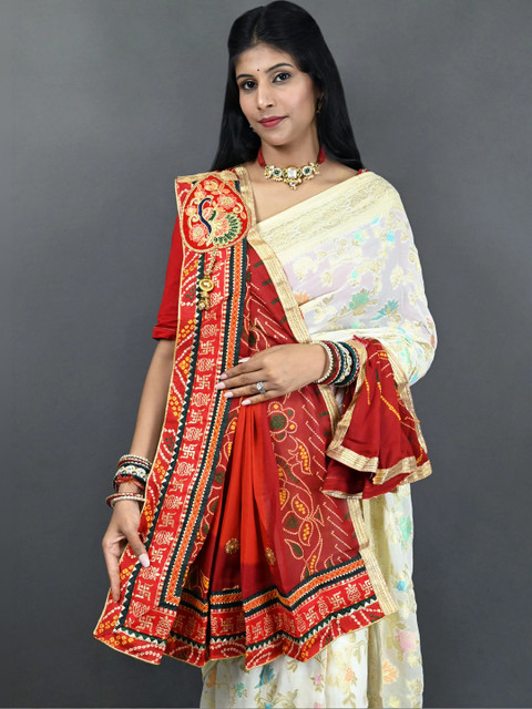 Ranisatiya creation Women Ethnic Motifs Bandhani Dupatta with Thread Work