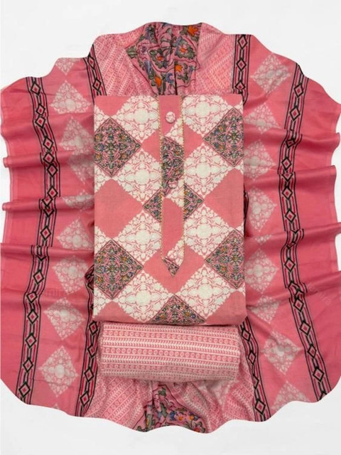 FashionsEye Printed Pure Cotton Unstitched Dress Material - Image 5
