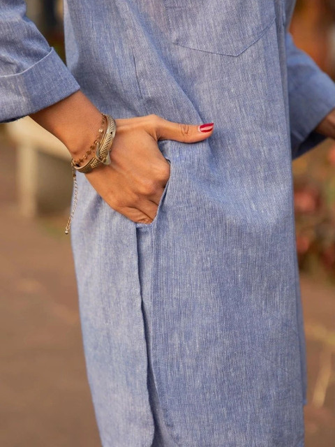 shoecom Cotton Solid Tunic with Trousers - Image 6